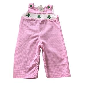 Baby Girl Pink Checkered Christmas Tree Romper Size 3-6 Months